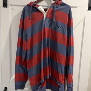 LL Bean Red and Blue Striped Hoodie